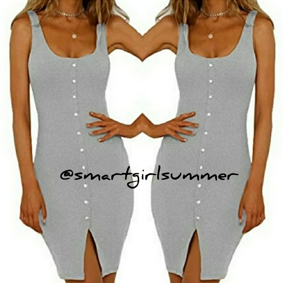 🆕⭐"Henley" tank dress bodycon in grey⭐ - Picture 2 of 5